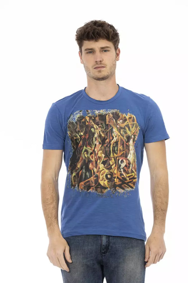 Blue Cotton Men T-Shirt Trussardi Action