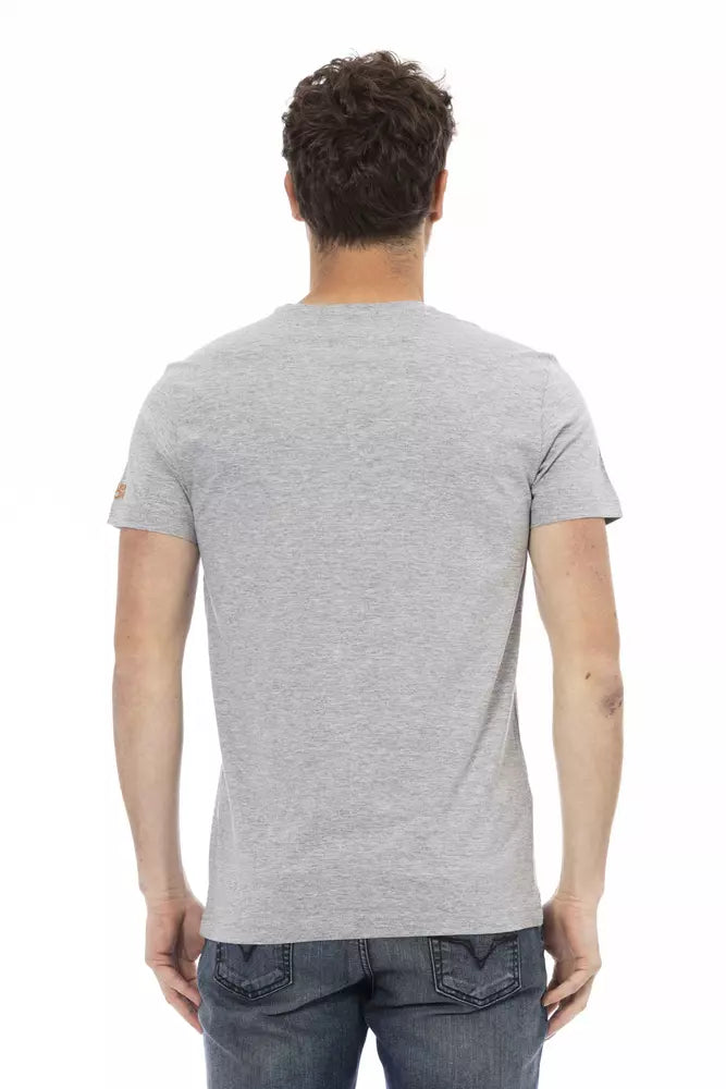 Gray Cotton Men T-Shirt Trussardi Action