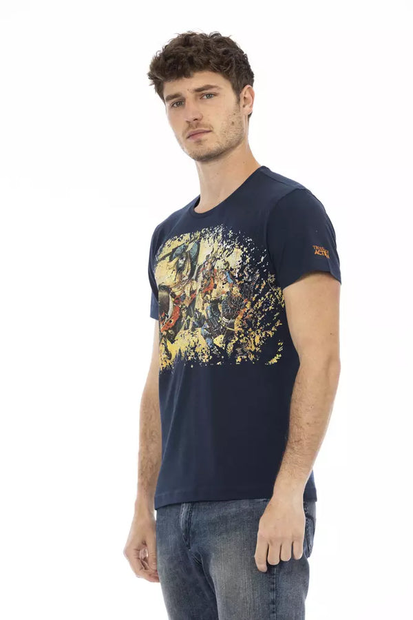 Blue Cotton Men T-Shirt Trussardi Action