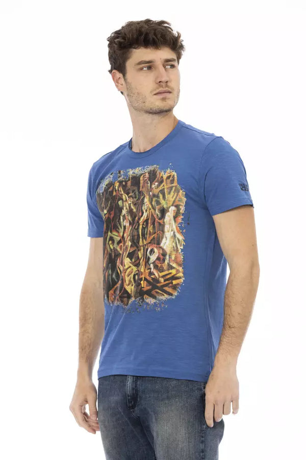 Blue Cotton Men T-Shirt Trussardi Action