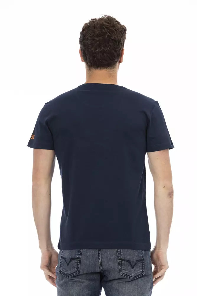 Blue Cotton Men T-Shirt Trussardi Action