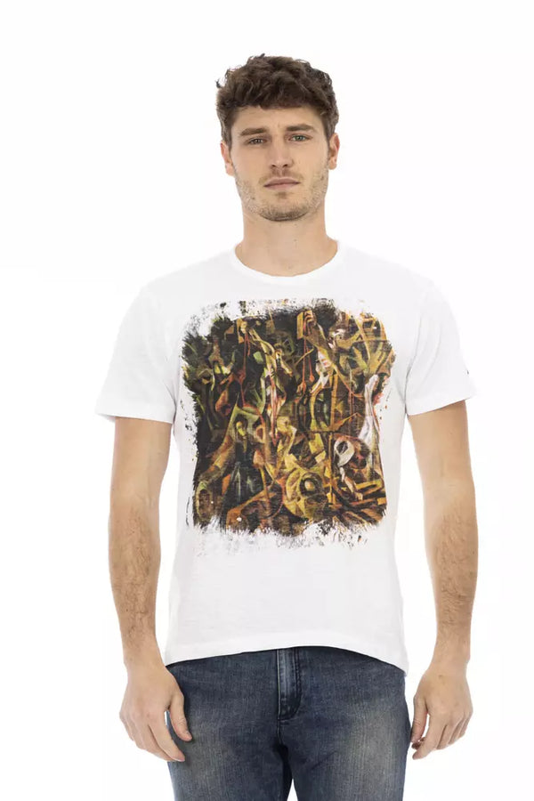 White Cotton Men T-Shirt Trussardi Action