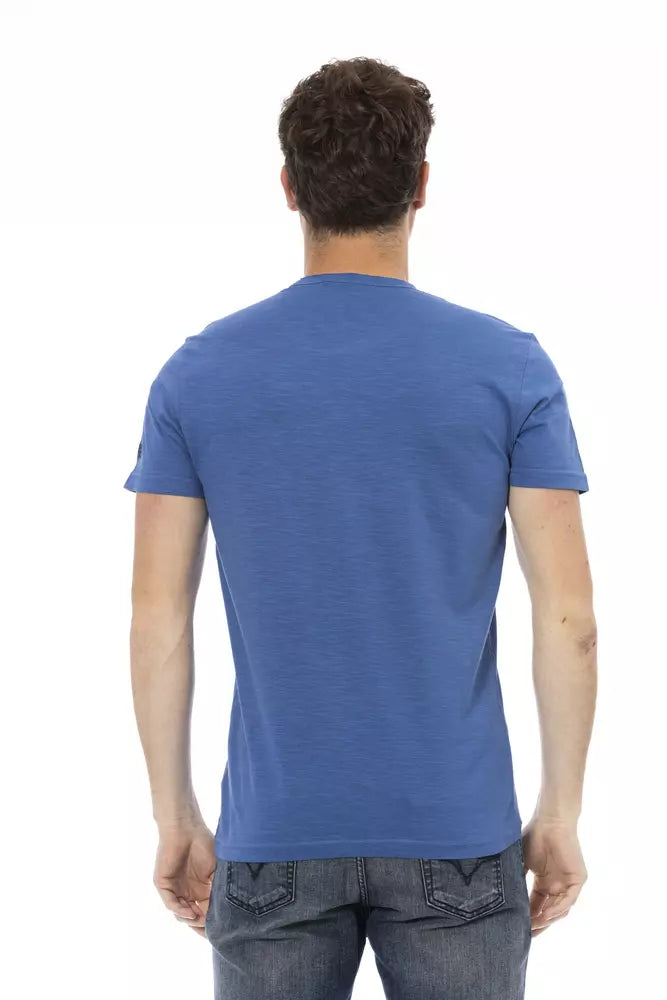 Blue Cotton Men T-Shirt Trussardi Action