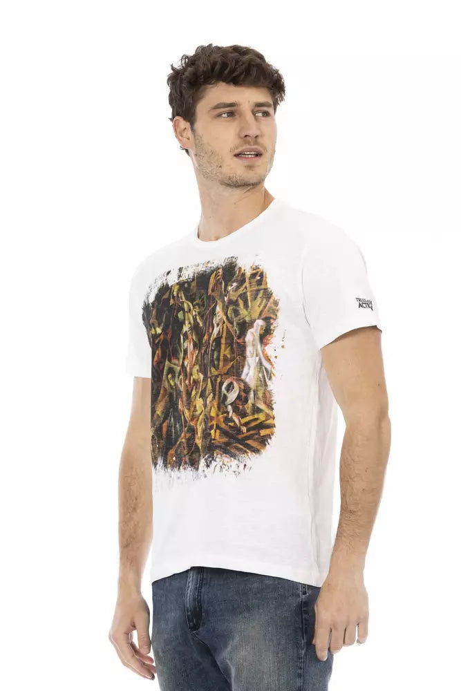 White Cotton Men T-Shirt Trussardi Action