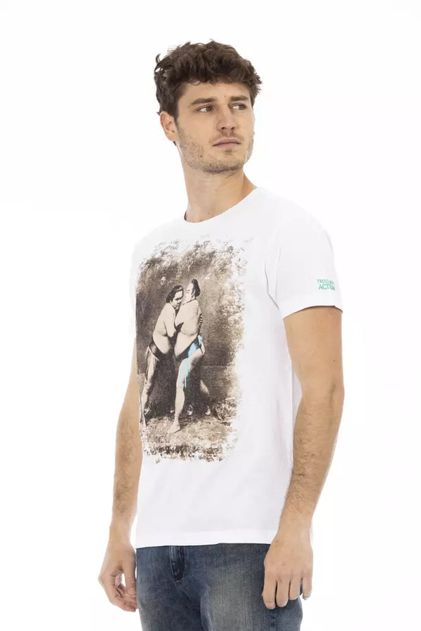 White Cotton Men T-Shirt Trussardi Action