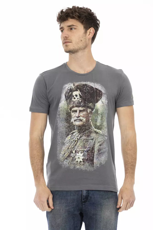 Gray Cotton Men T-Shirt Trussardi Action