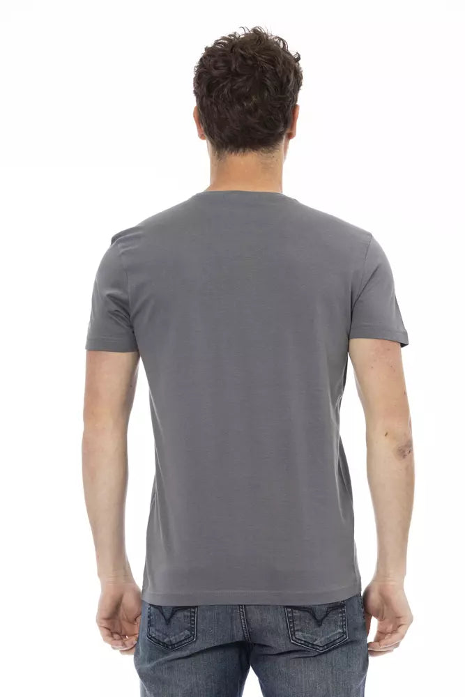 Gray Cotton Men T-Shirt Trussardi Action