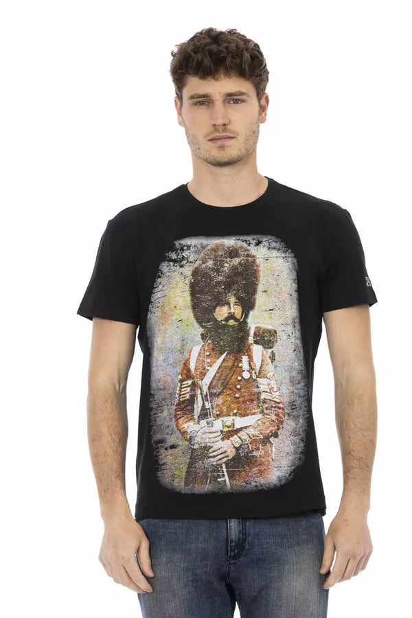 Black Cotton Men T-Shirt Trussardi Action