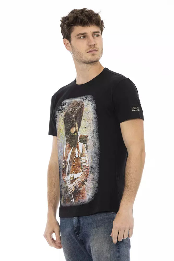 Black Cotton Men T-Shirt Trussardi Action
