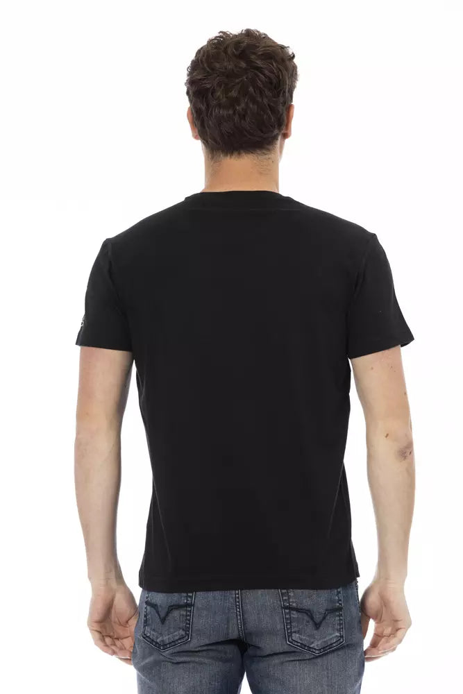 Black Cotton Men T-Shirt Trussardi Action