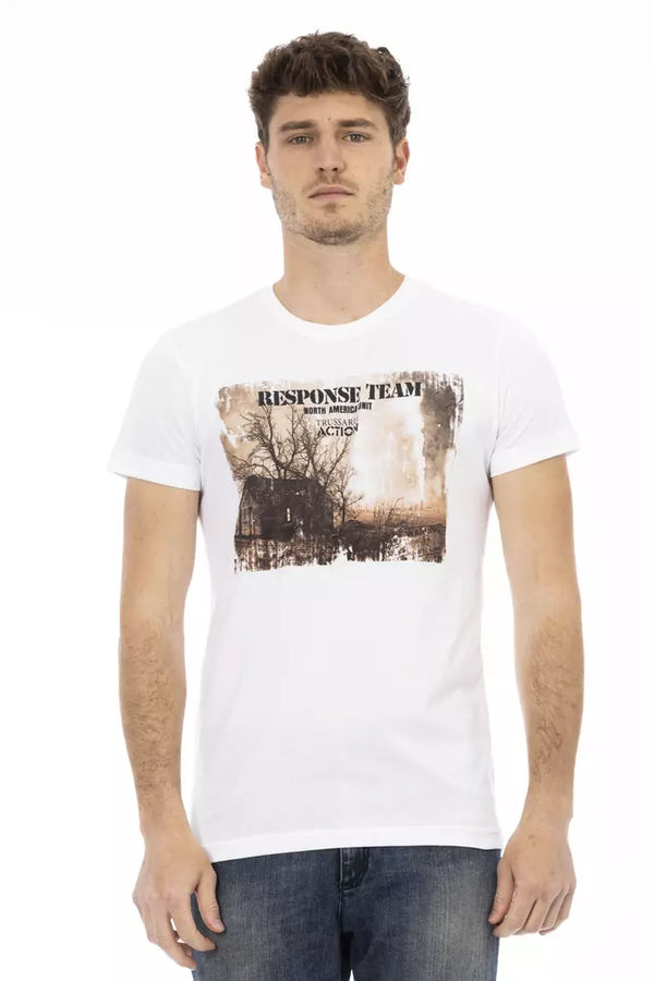 White Cotton Men T-Shirt Trussardi Action