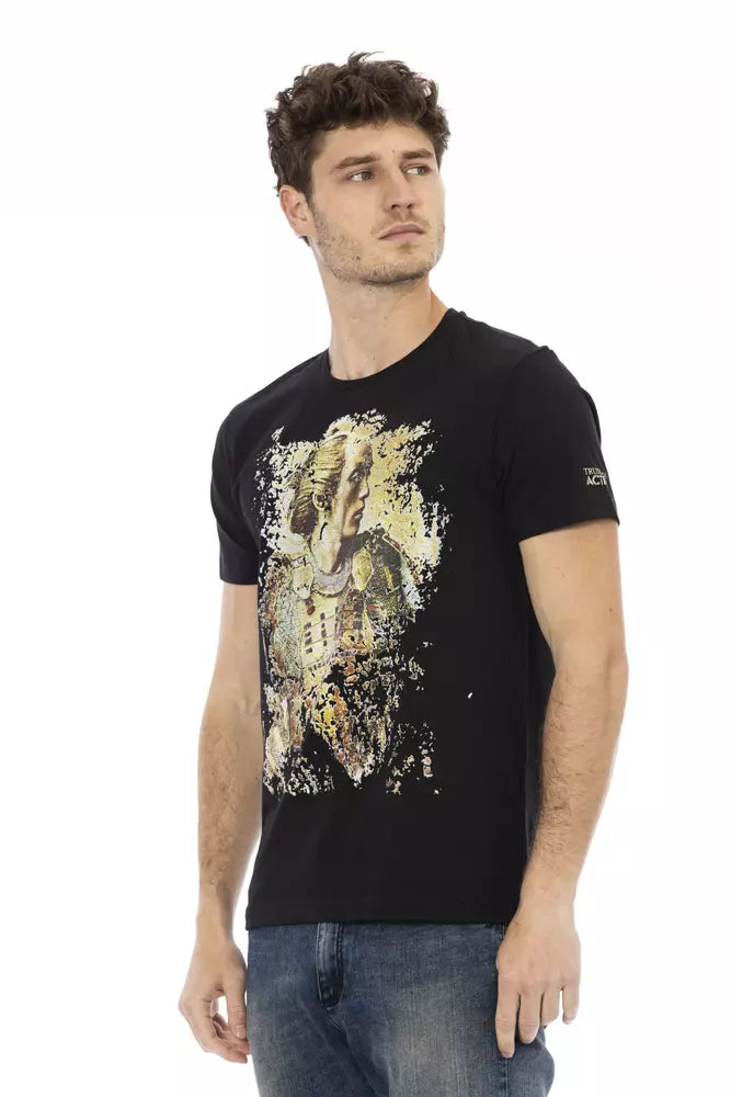 Black Cotton Men T-Shirt Trussardi Action