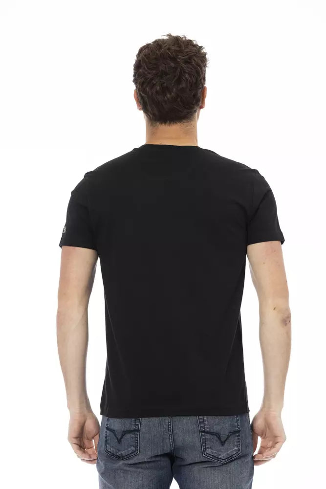 Black Cotton Men T-Shirt Trussardi Action
