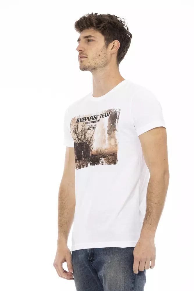 White Cotton Men T-Shirt Trussardi Action