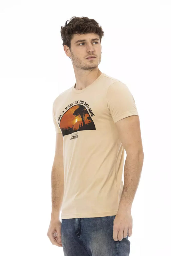 Beige Cotton Men T-Shirt Trussardi Action