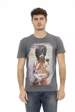 Gray Cotton Men T-Shirt Trussardi Action