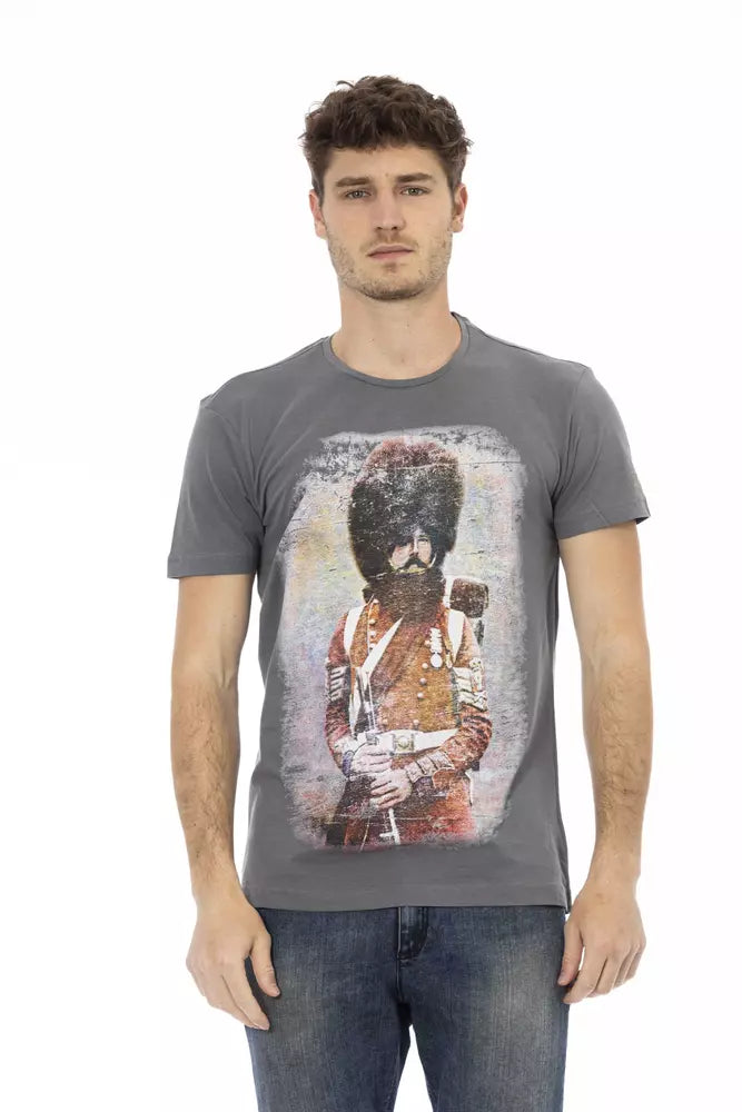 Gray Cotton Men T-Shirt Trussardi Action