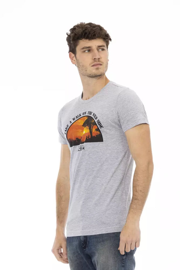 Gray Cotton Men T-Shirt Trussardi Action