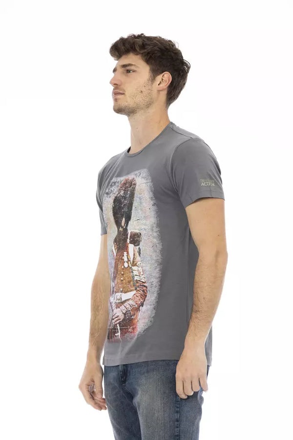 Gray Cotton Men T-Shirt Trussardi Action