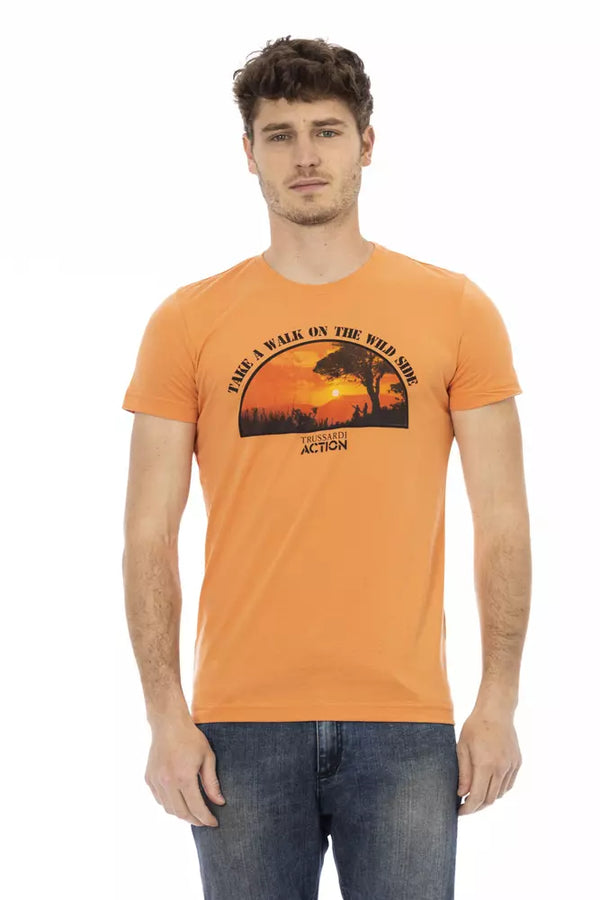Orange Cotton Men TShirt Trussardi Action