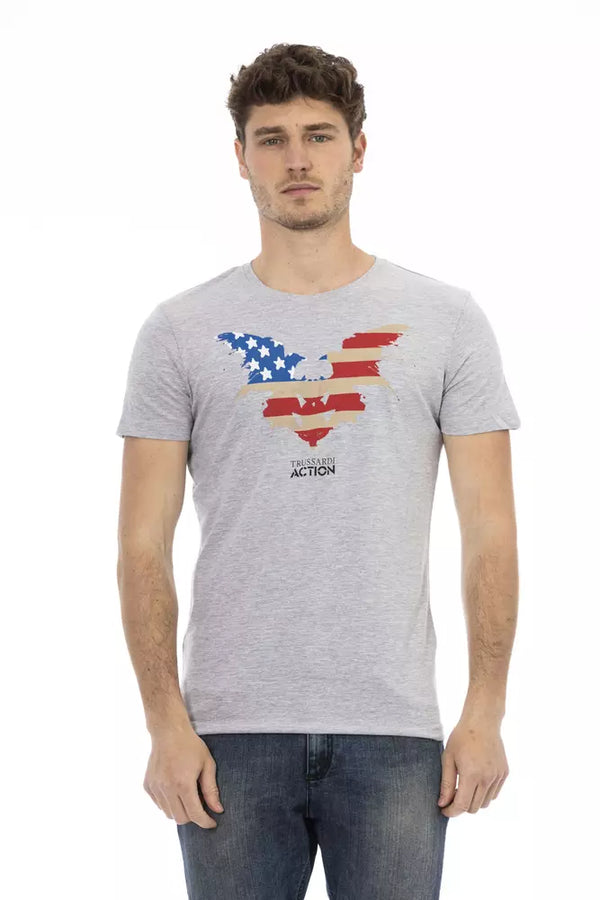 Gray Cotton Men T-Shirt Trussardi Action