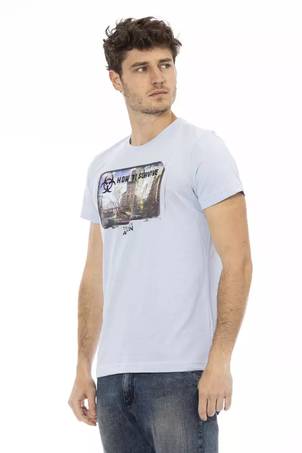 Light Blue Cotton Men T-Shirt Trussardi Action