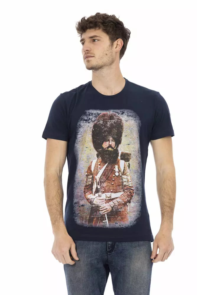 Blue Cotton Men T-Shirt Trussardi Action