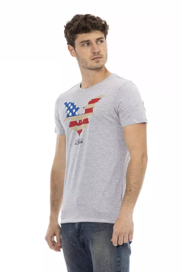 Gray Cotton Men T-Shirt Trussardi Action