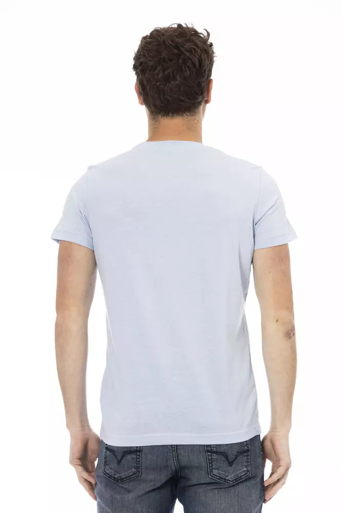 Light Blue Cotton Men T-Shirt Trussardi Action
