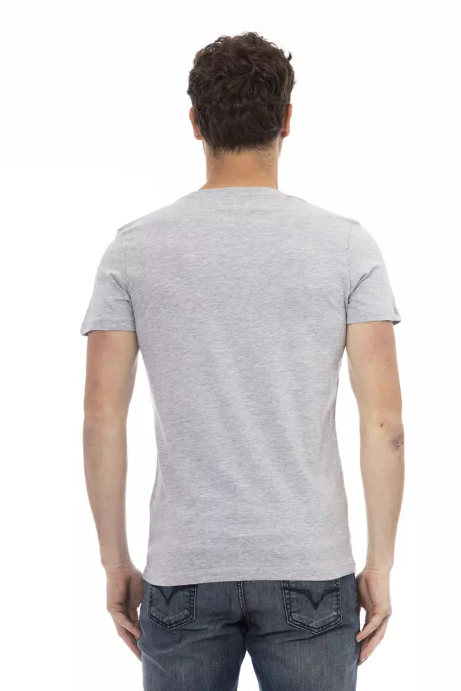 Gray Cotton Men T-Shirt Trussardi Action