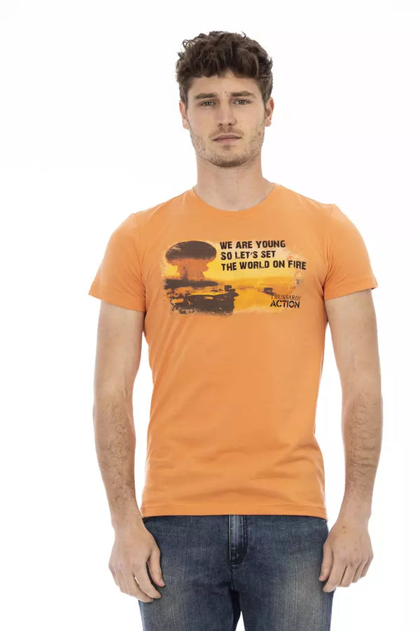 Orange Cotton Men T-Shirt Trussardi Action