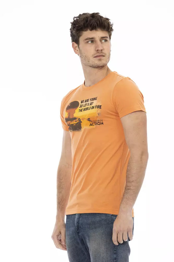Orange Cotton Men T-Shirt Trussardi Action