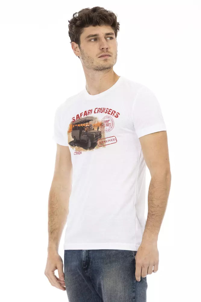 White Cotton Men T-Shirt Trussardi Action