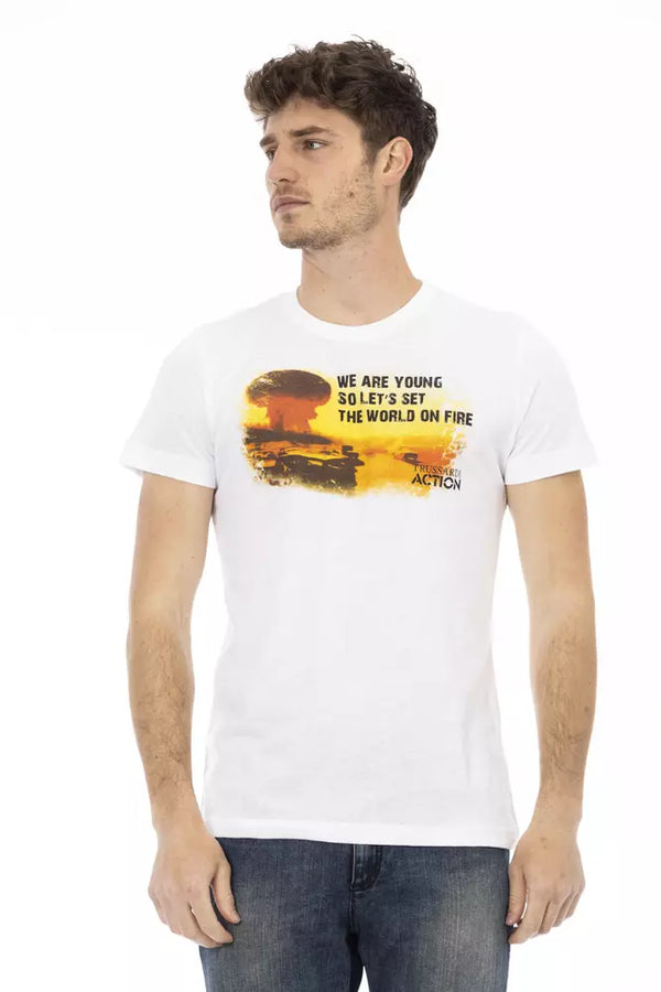 White Cotton Men TShirt Trussardi Action