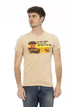 Beige Cotton Men T-Shirt Trussardi Action