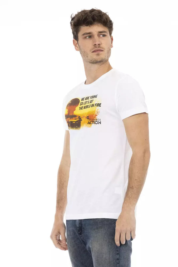 White Cotton Men TShirt Trussardi Action