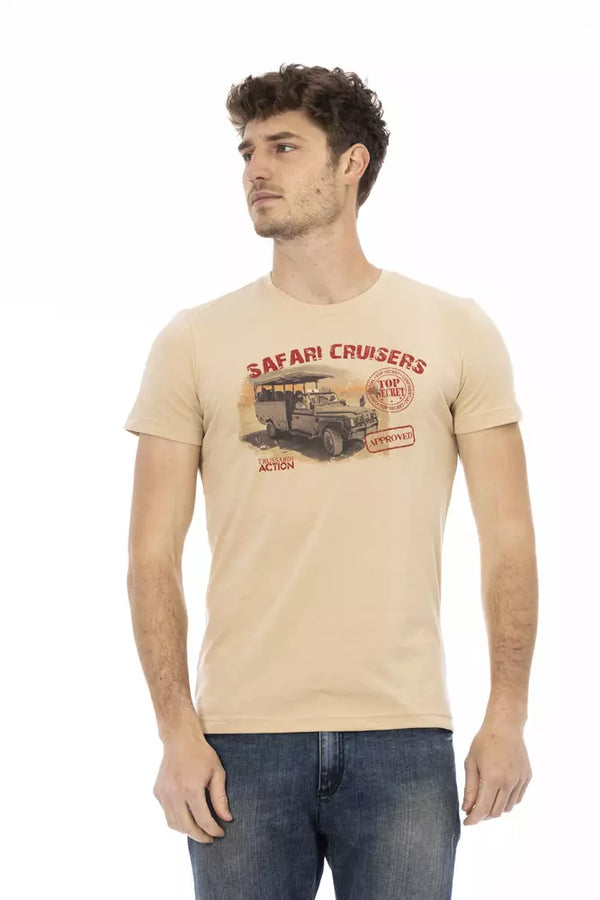 Beige Cotton Men T-Shirt Trussardi Action