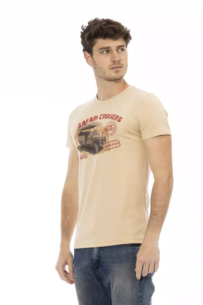 Beige Cotton Men T-Shirt Trussardi Action