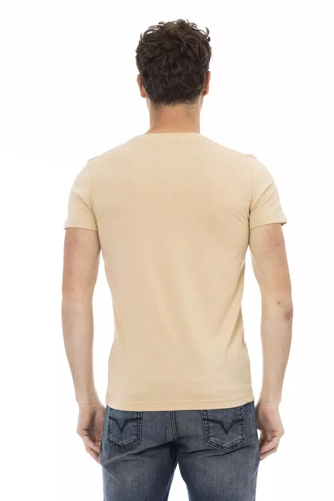 Beige Cotton Men T-Shirt Trussardi Action