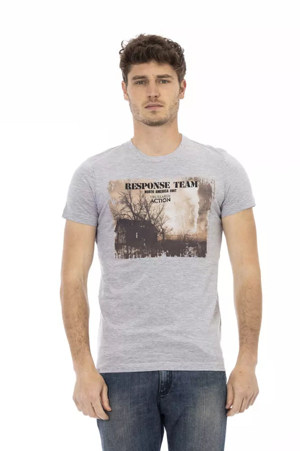 Gray Cotton Mens TShirt Trussardi Action