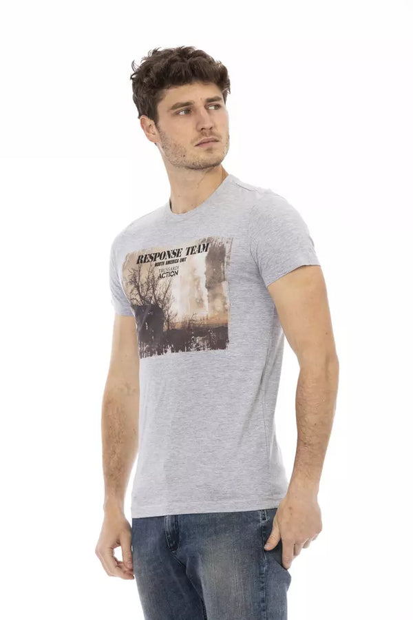 Gray Cotton Mens TShirt Trussardi Action