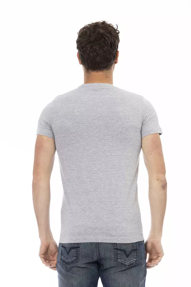 Gray Cotton Mens TShirt Trussardi Action