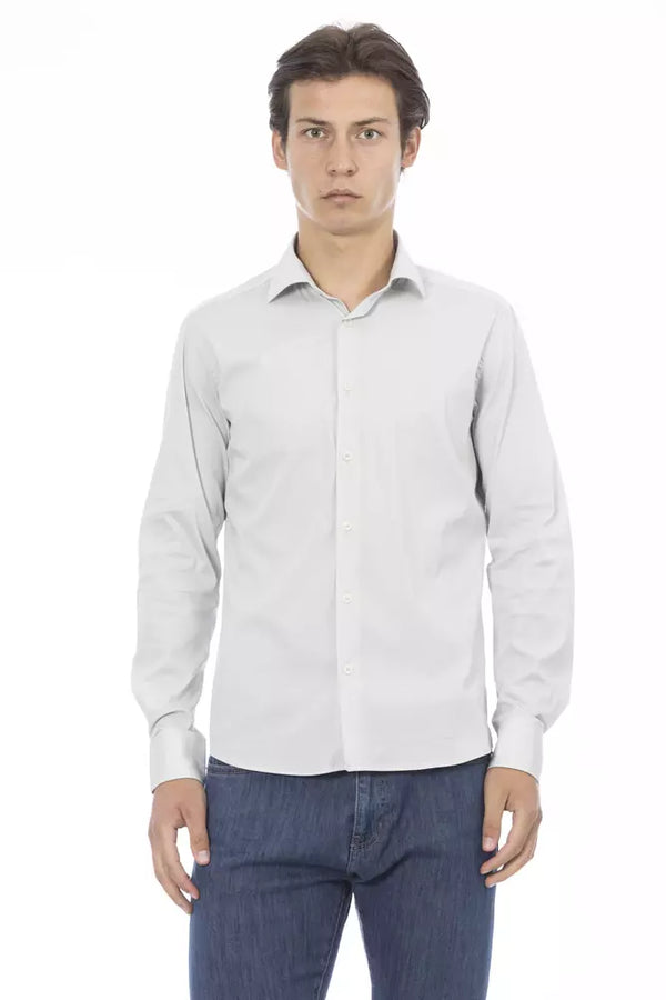 Gray Cotton Men Shirt Baldinini Trend