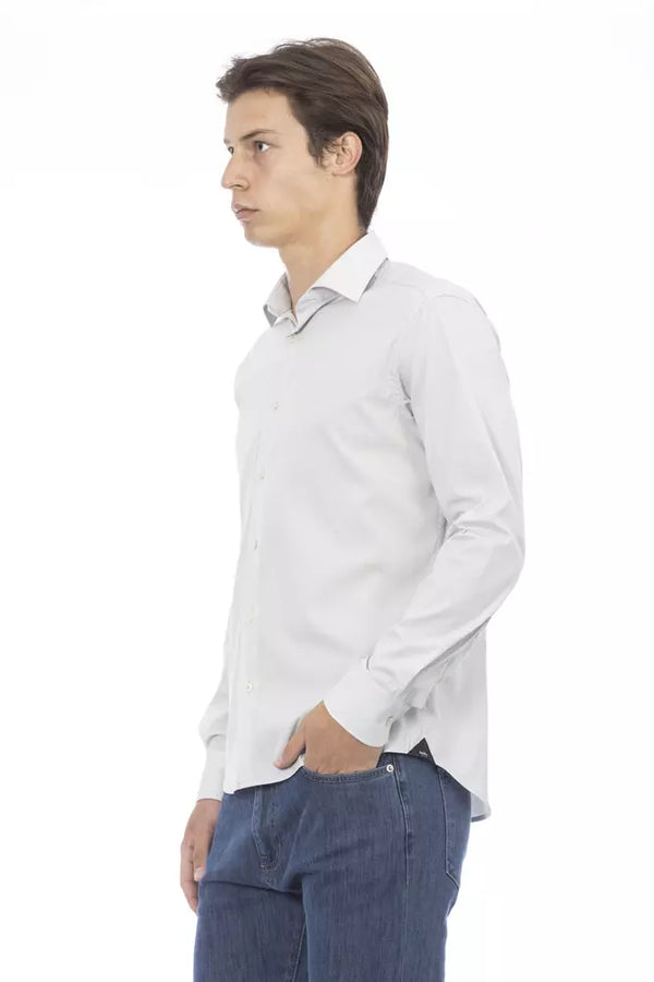 Gray Cotton Men Shirt Baldinini Trend