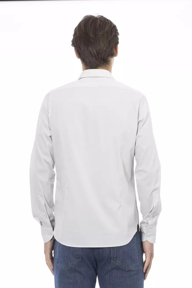 Gray Cotton Men Shirt Baldinini Trend