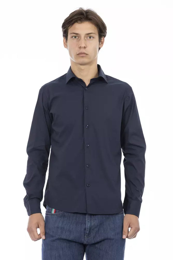 Blue Cotton Men Shirt Baldinini Trend