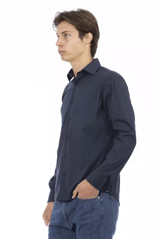 Blue Cotton Men Shirt Baldinini Trend