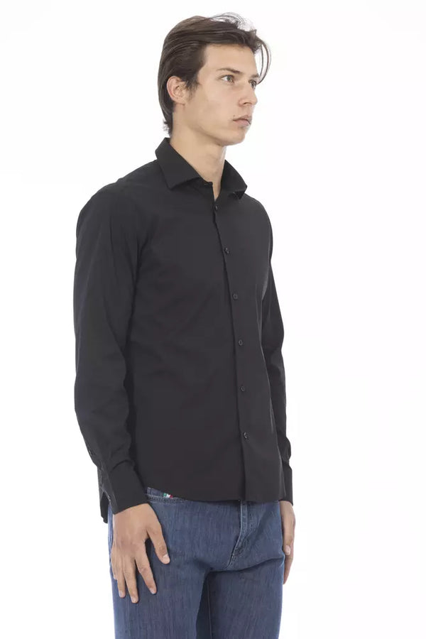 Black Cotton Men Shirt Baldinini Trend