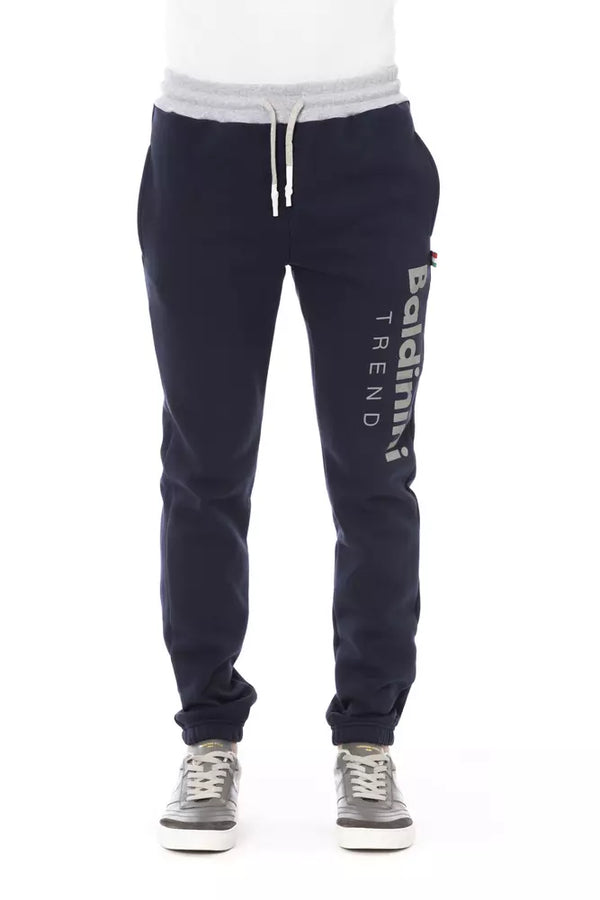 Blue Cotton Men Sport Pant Baldinini Trend