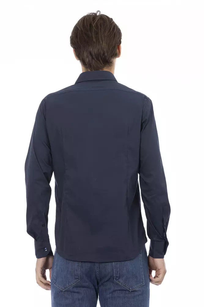 Blue Cotton Men Shirt Baldinini Trend